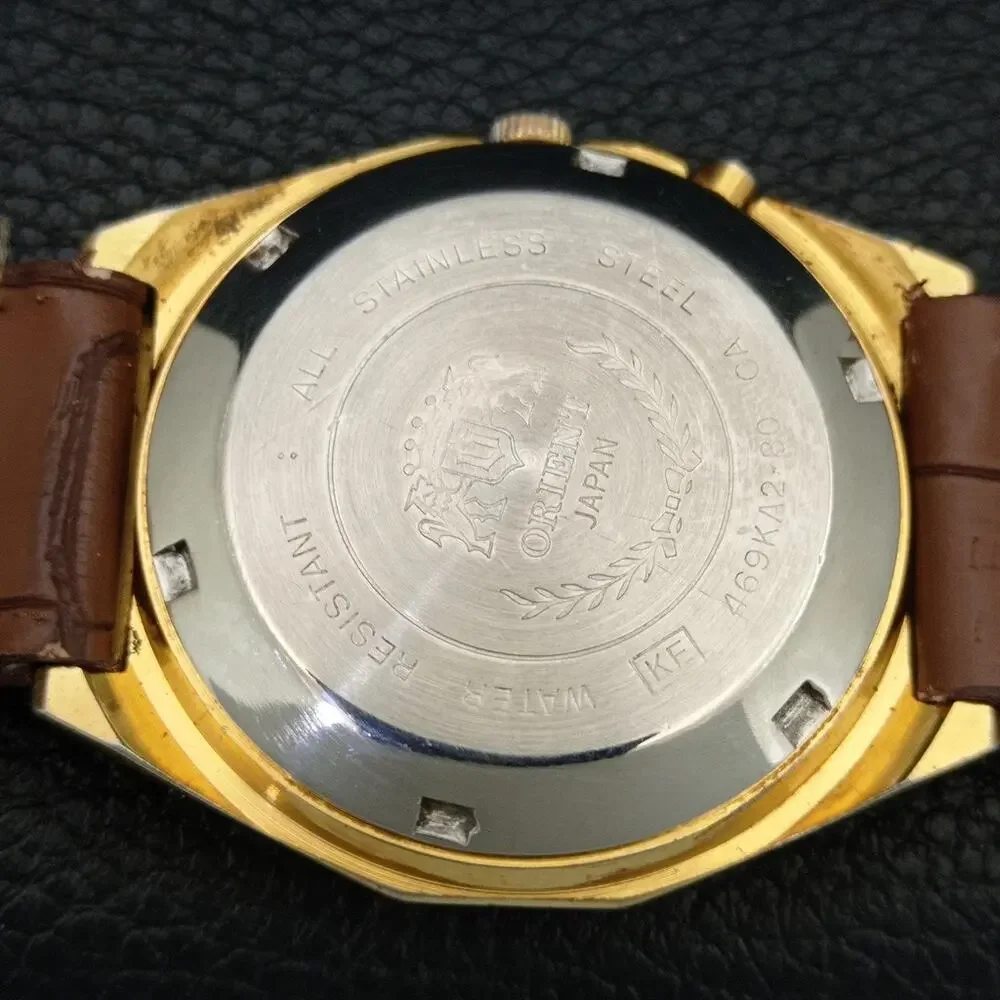 Vintage 1978 Orient Automatic Mens Gold Watch W/daydate & Gold Accents